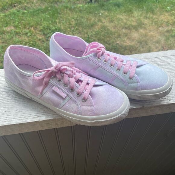 NEW Superga Pink & White Tye Dye Tennis Shoes Size 9.5 - Picture 2 of 10